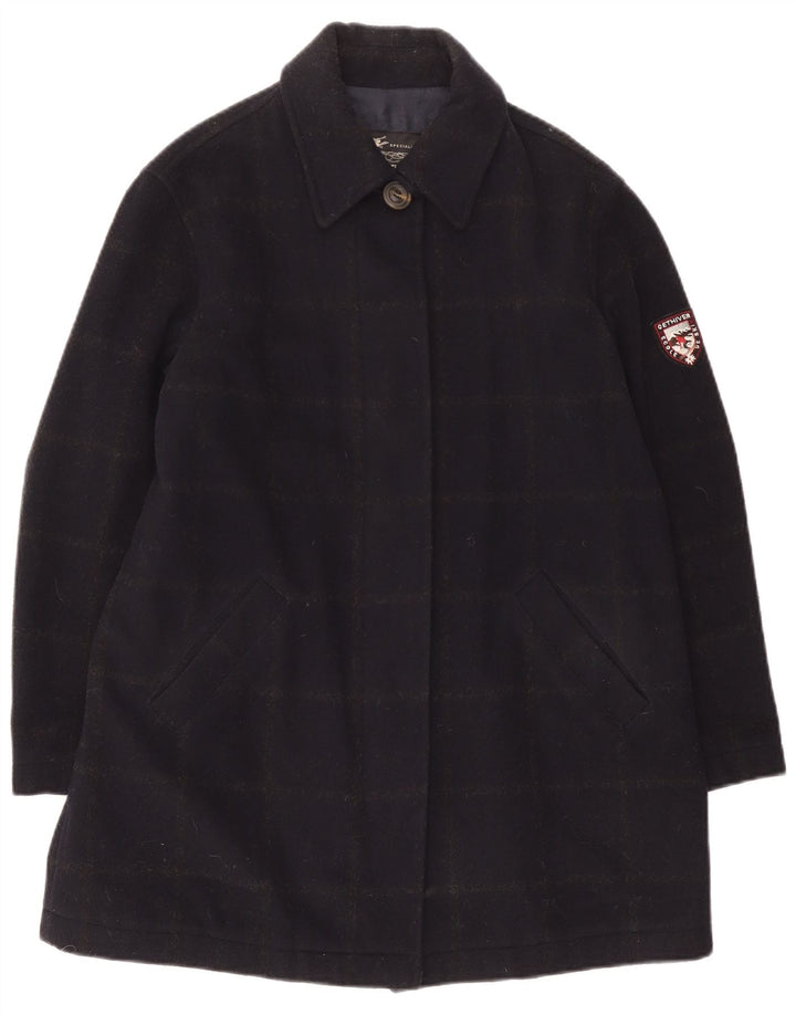 Pardesiu de schi Vintage pentru femei UK 14 Medium Bluemarin Check Wool