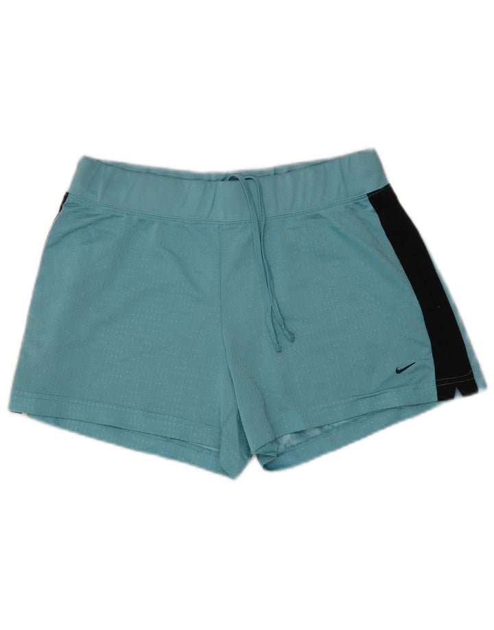 NIKE Womens Sport Shorts US 8/10 Medium  Blue Colourblock Polyester
