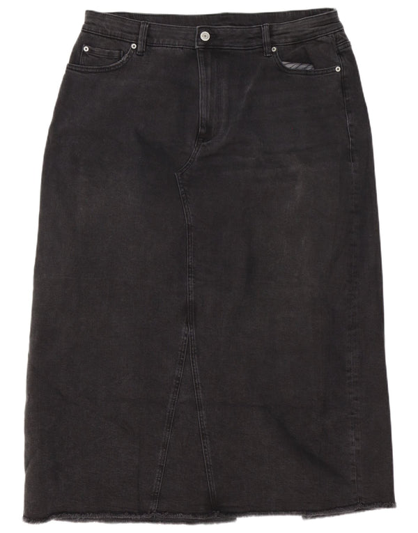 Fusta de blugi Per Una pentru femei Marks & Spencer UK 18 XL W38 bumbac negru