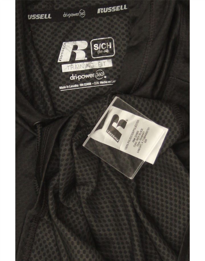 Russell Athletic Top pentru bărbați cu mânecă lungă UK 34/36 Poliester negru mic