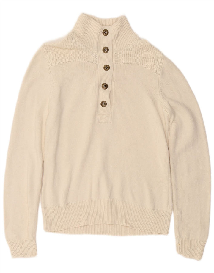 Pulover pentru femei Ralph Lauren, cu gât cu nasturi, UK 14, bumbac alb mediu