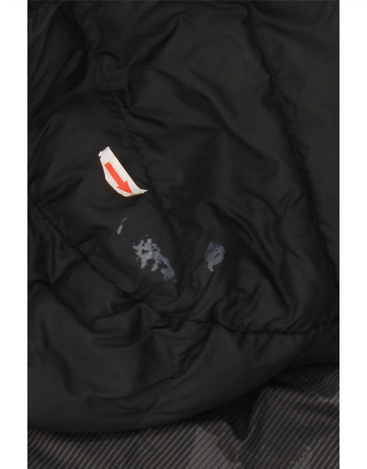 Jachetă căptușită cu glugă Adidas pentru băieți 9-10 ani, poliester de camuflaj negru