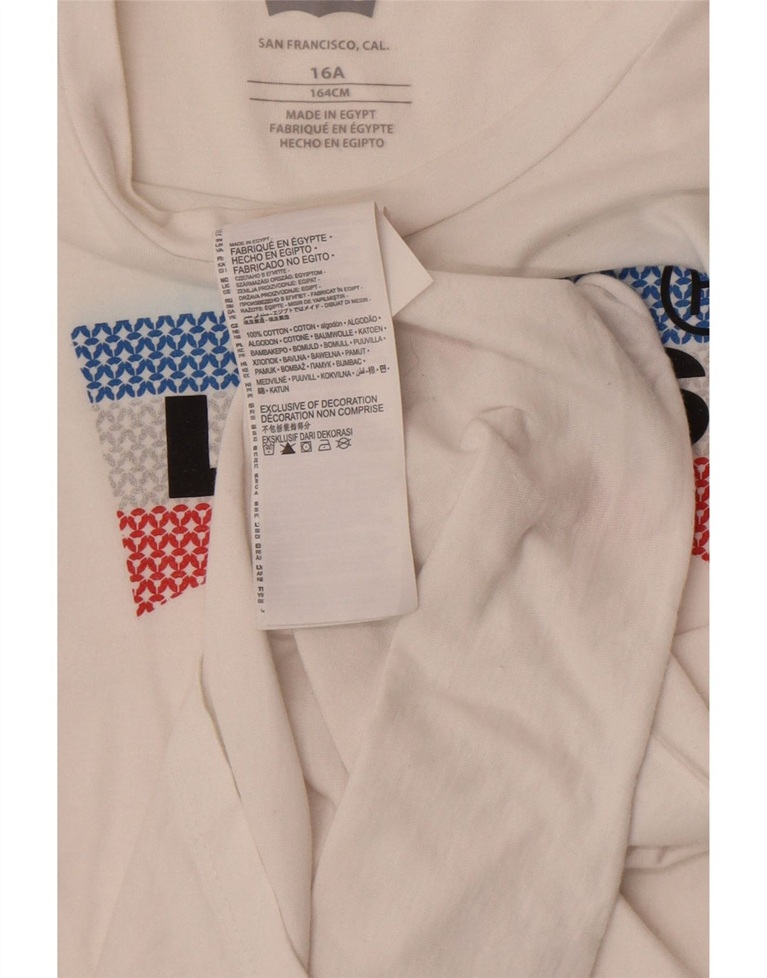 Bluză cu grafică Levi's pentru băieți, cu mânecă lungă, 15-16 ani, alb