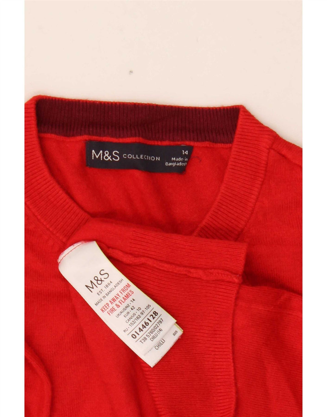 Marks & Spencer Pulover Crop Cardigan pentru femei UK 14 Medium Red Viscose