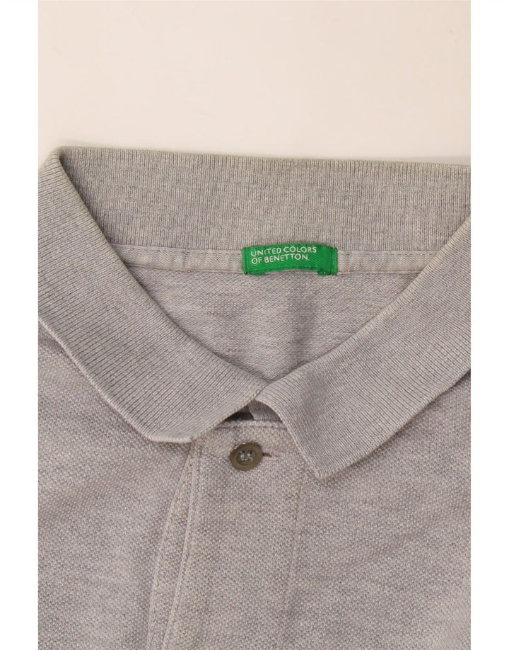 Cămașă polo cu mânecă lungă pentru bărbați BENETTON, gri mediu cu pete