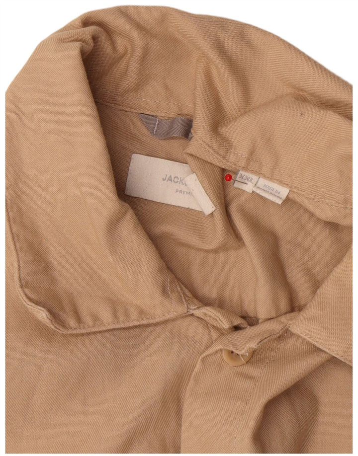 Cămașă Jack & Jones pentru bărbați, bumbac bej 2XL