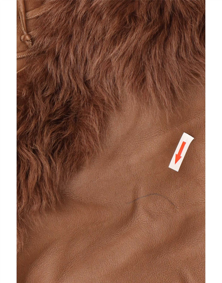 Palton vintage pentru femei din shearling IT 42 maro mediu