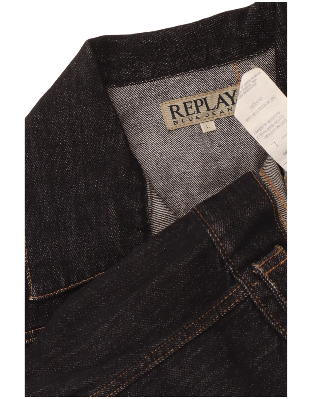 Jachetă de denim crop Replay pentru femei UK 14, mare, negru, bumbac