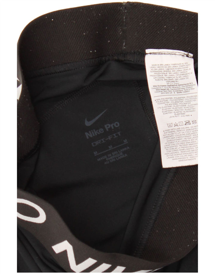 Pantaloni scurți sport NIKE Dri Fit Graphic pentru femei UK 12 Poliester mediu negru