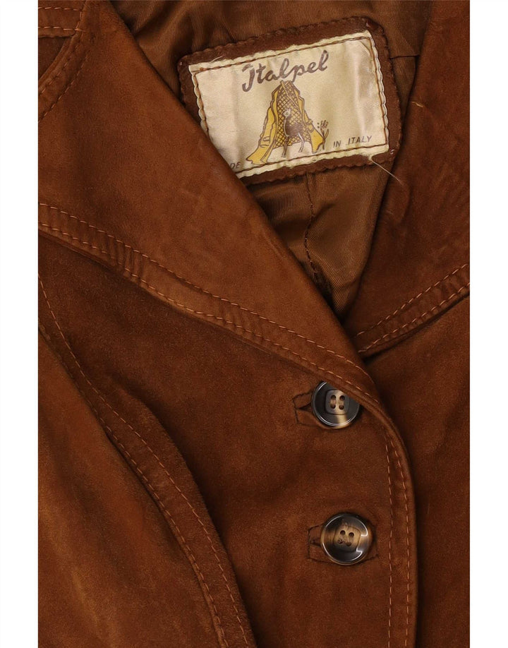 Vintage Womens Suede Jacket UK 10 Small Brown