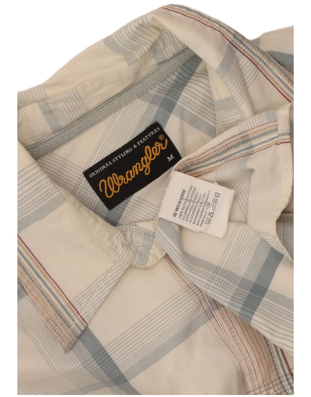 Cămașă pentru bărbați Wrangler, bumbac cu carouri alb mediu