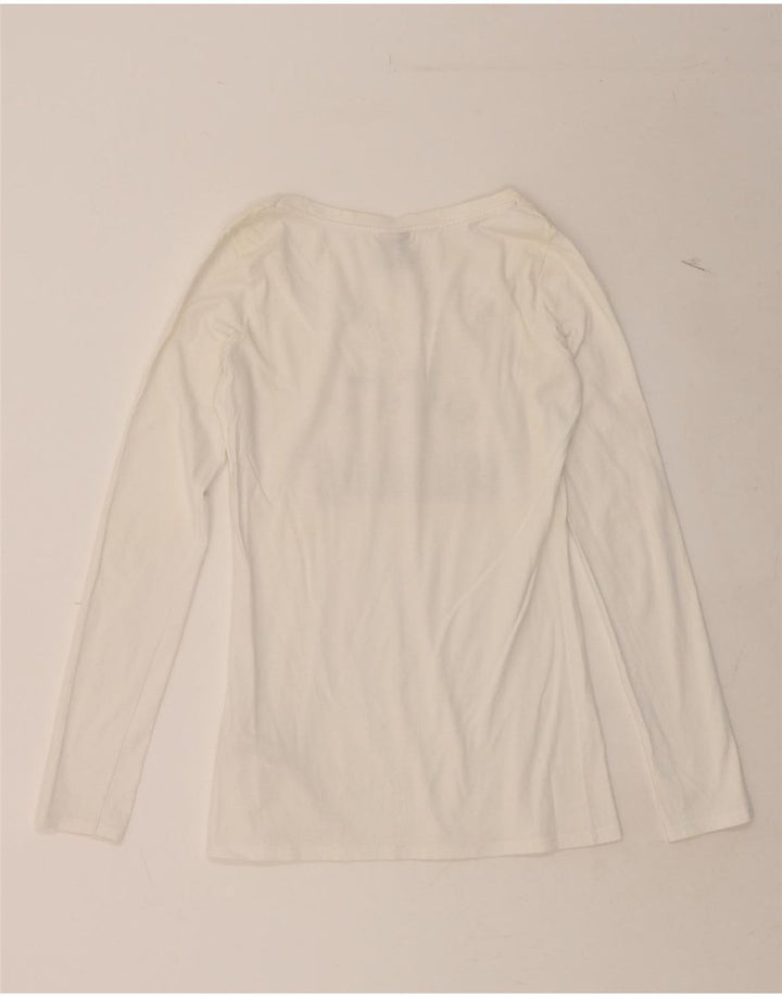 BENETTON Womens Peanuts Graphic Top Long Sleeve UK 10 Small White Cotton Vintage Benetton and Second-Hand Benetton from Messina Hembry 
