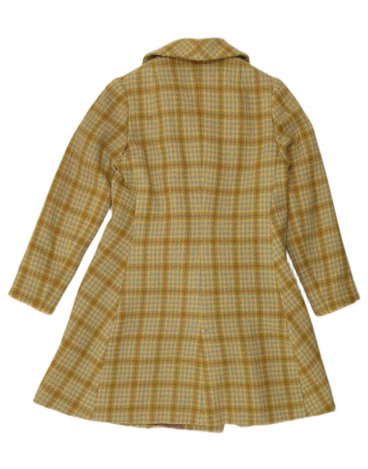 Palton de damă vintage cu piept dublu UK 14 Medium Yellow Houndstooth