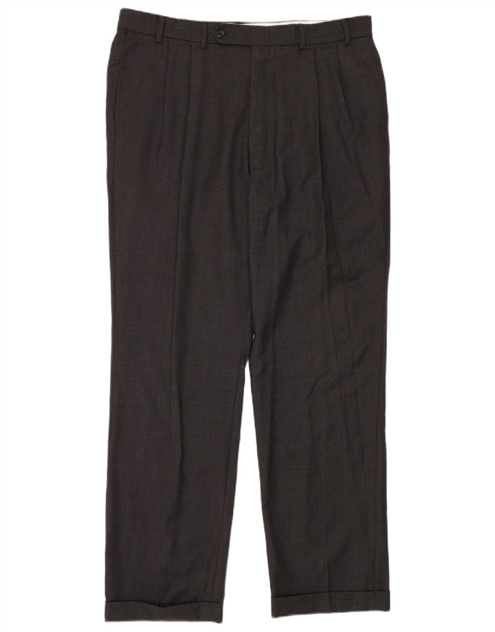 Pantaloni de costum pentru bărbați NAUTICA L38 L32 Lână cu carouri gri