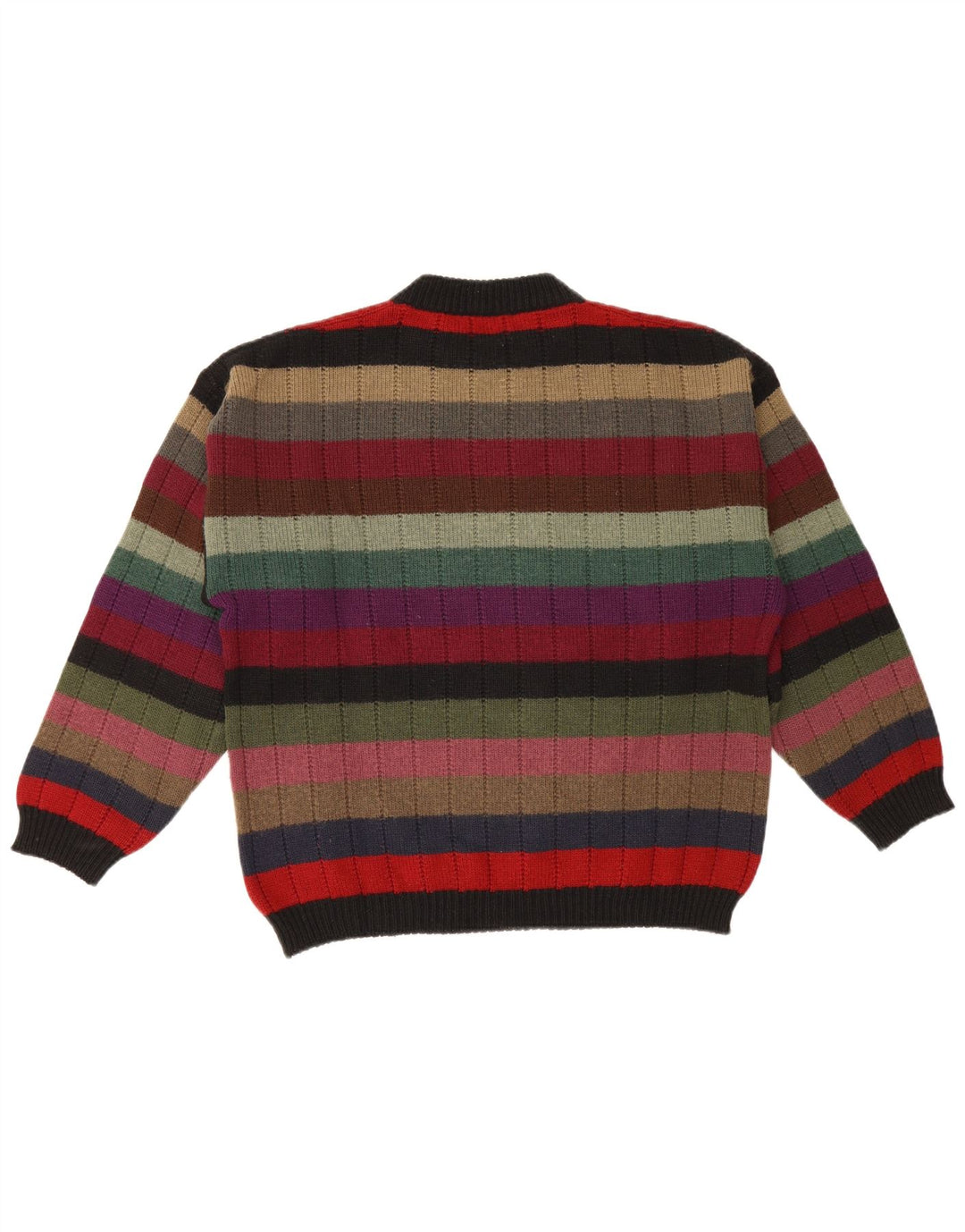 Pulover vintage pentru bărbați, cu grafică, cu decolteu, în dungi medii, multicolore