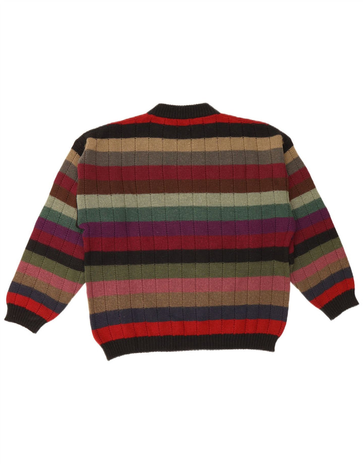 Pulover vintage pentru bărbați, cu grafică, cu decolteu, în dungi medii, multicolore