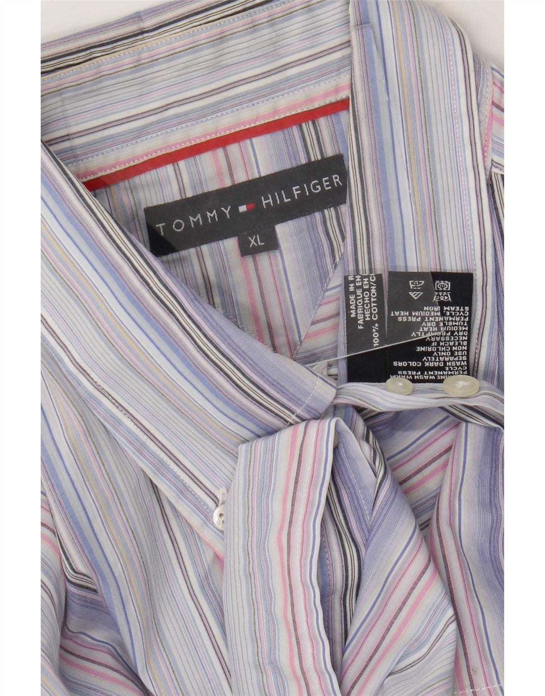 Cămașă pentru bărbați Tommy Hilfiger XL, bumbac cu dungi albastre