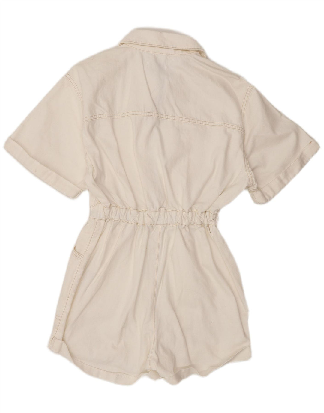 Combi denim pentru femei Topshop UK 8, bumbac alb mic
