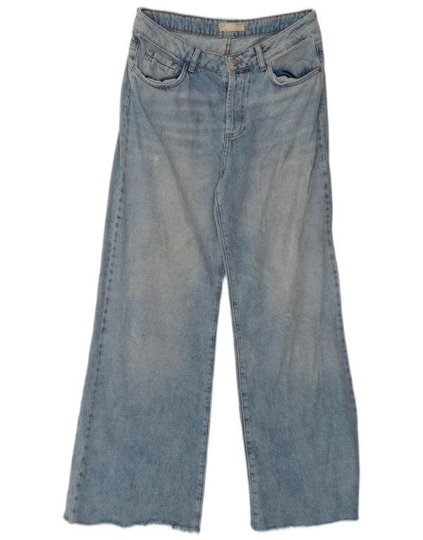 Blugi vintage pentru femei Zara cu picioare largi EU 36 XS W26 L28 Albastru Bumbac