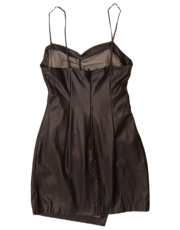 Rochie bodycon din piele artificială Zara pentru femei UK 12 Poliuretan mediu negru