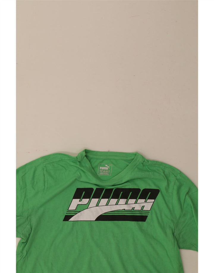 PUMA Mens Graphic T-Shirt Top Medium Green Cotton Vintage Puma and Second-Hand Puma from Messina Hembry 
