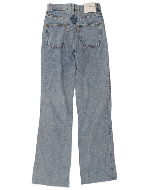 Blugi Zara pentru femei cu talie înaltă învechiți cu picioare largi EU 34 2XS L24 L32 Albastru anii 90