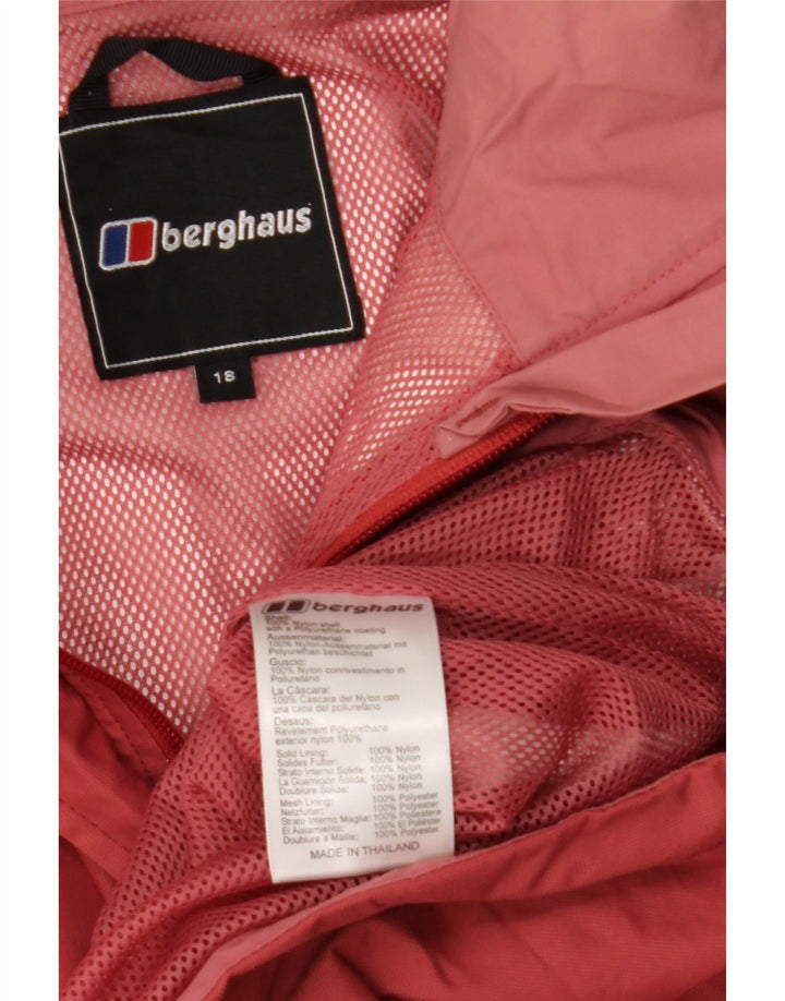 Jachetă de ploaie cu glugă supradimensionată pentru femei BERGHAUS UK 18 XL nailon burgundă