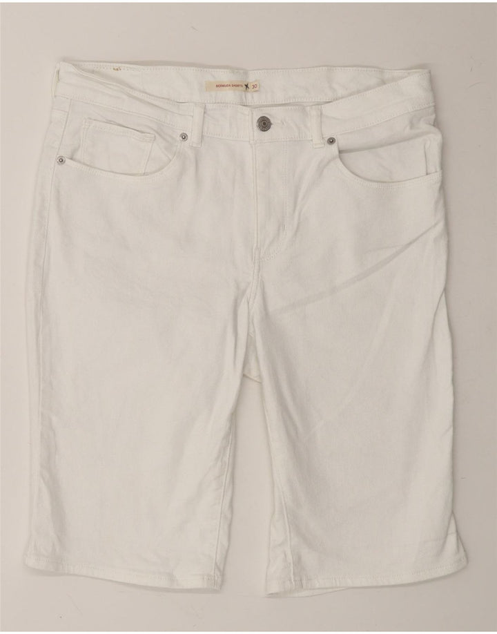 LEVI'S Womens Bermuda Denim Shorts W30 Medium White Cotton Vintage Levi's and Second-Hand Levi's from Messina Hembry 