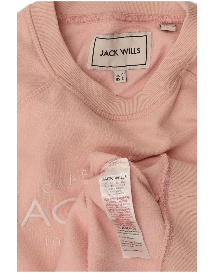 Jack Wills Pulover supradimensionat cu grafic pentru femei UK 6 Small Pink