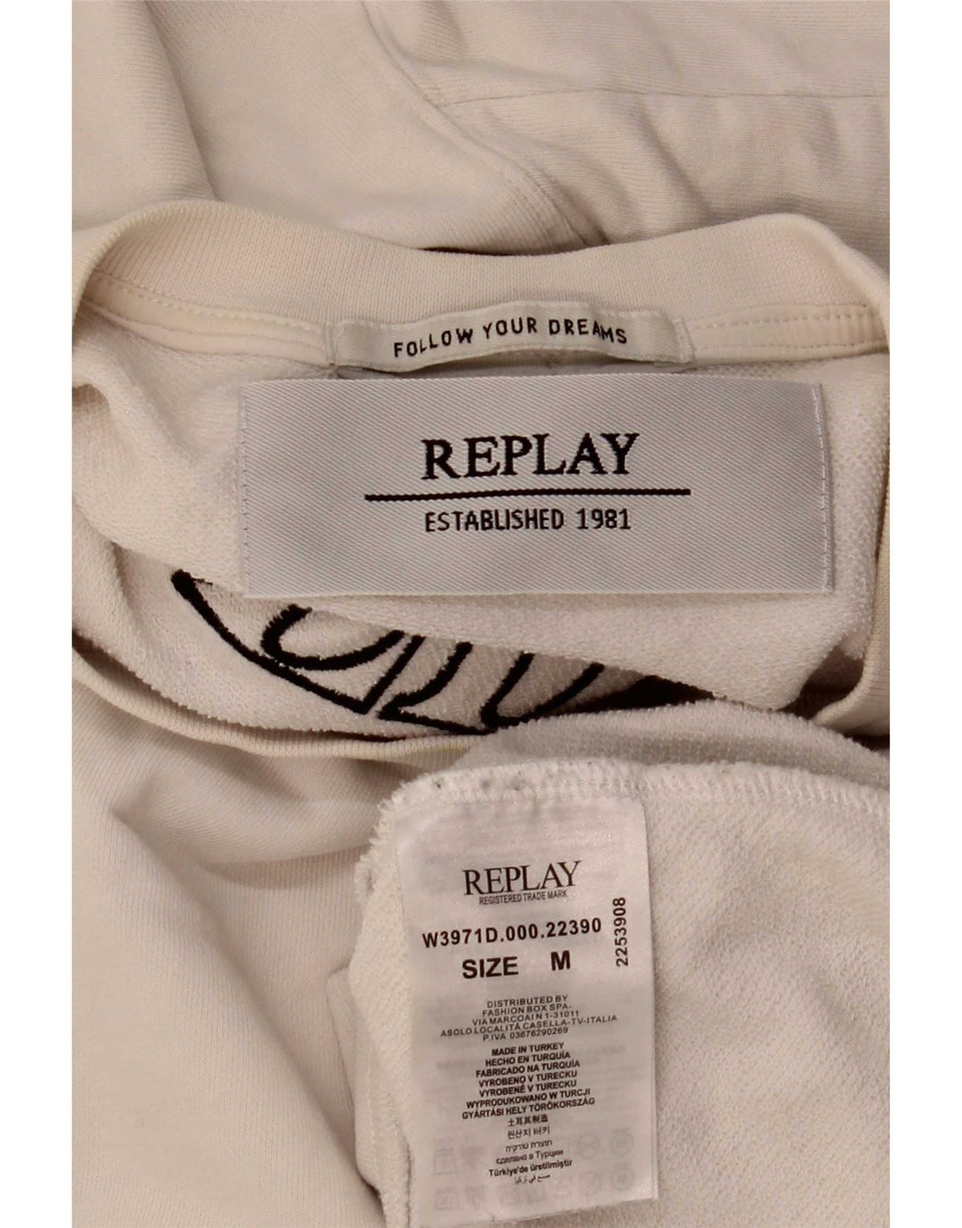 Replay Pulover cu grafic pentru femei UK 14 Bumbac alb mediu