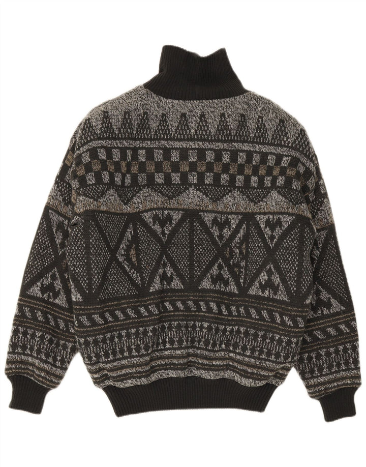 Jachetă Bomber Vintage pentru bărbați din tricot IT 52 XL Gri Fair Isle Poliacrilic