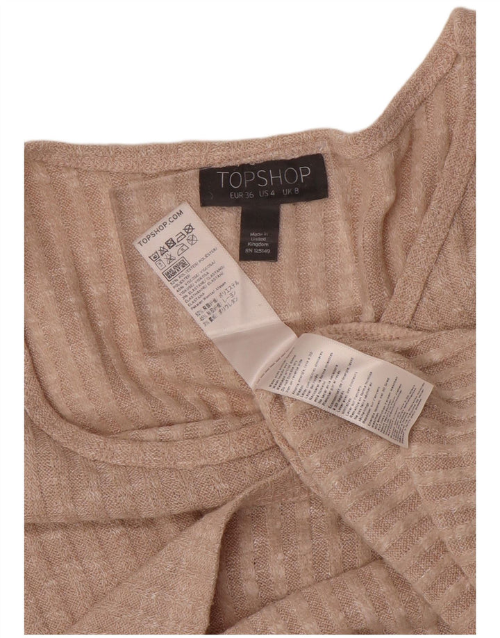 Topshop pentru femei Crop oversized Top cu mânecă lungă UK 8 Small Beige