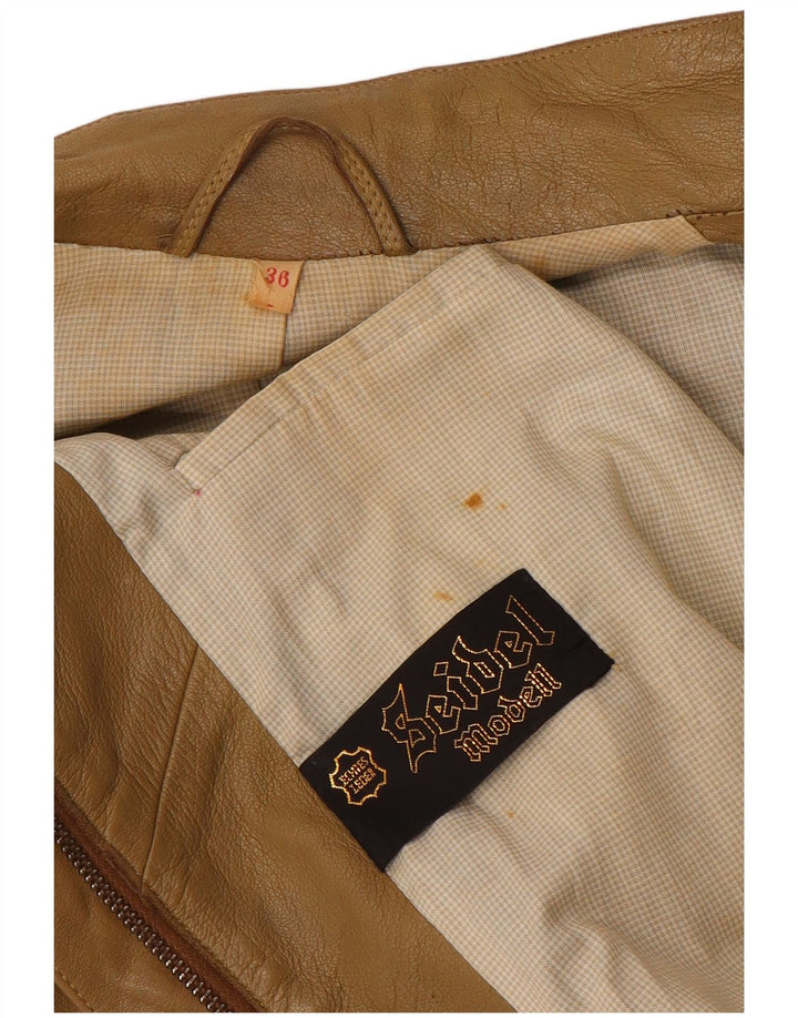 Jachetă de piele vintage pentru femei EU 36 Mic din piele maro