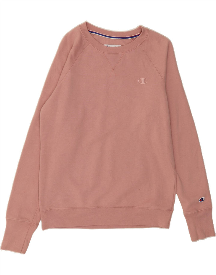 CHAMPION Womens Sweatshirt Jumper UK 14 Medium Pink Polyester Vintage Champion and Second-Hand Champion from Messina Hembry 