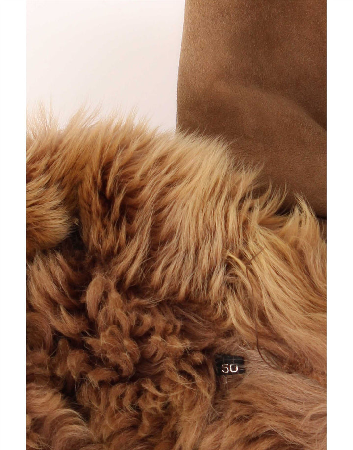 Jachetă din shearling vintage pentru femei, cu ajustare largă, IT 50 XL maro clasic