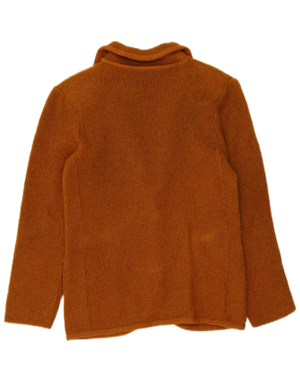 Jachetă vintage pentru femei din tricot cu 2 nasturi, maro mediu, UK 14