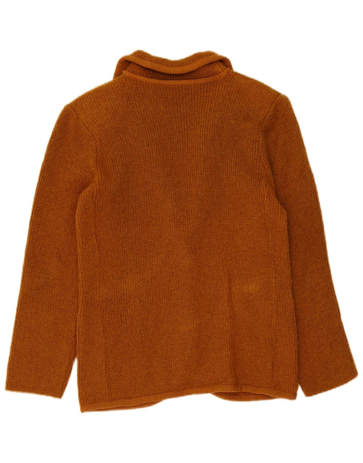 Jachetă vintage pentru femei din tricot cu 2 nasturi, maro mediu, UK 14