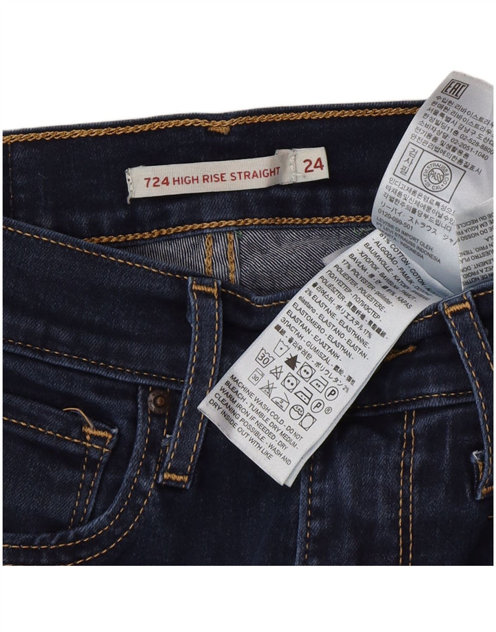 Blugi drepti cu talie mare Levi's 724 pentru femei L24 L30 bumbac albastru