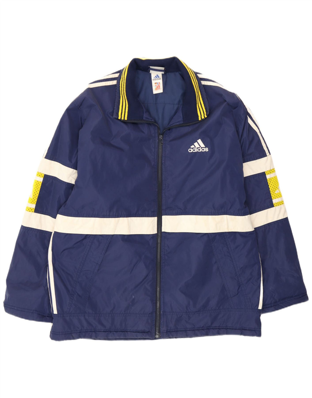 Jachetă căptușită cu grafică Adidas pentru bărbați UK 40/42 Medium Blue Colorblock