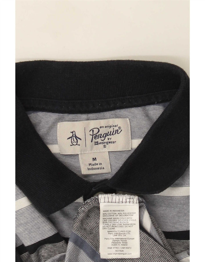 Tricou polo pentru bărbați Penguin, bumbac cu dungi gri mediu