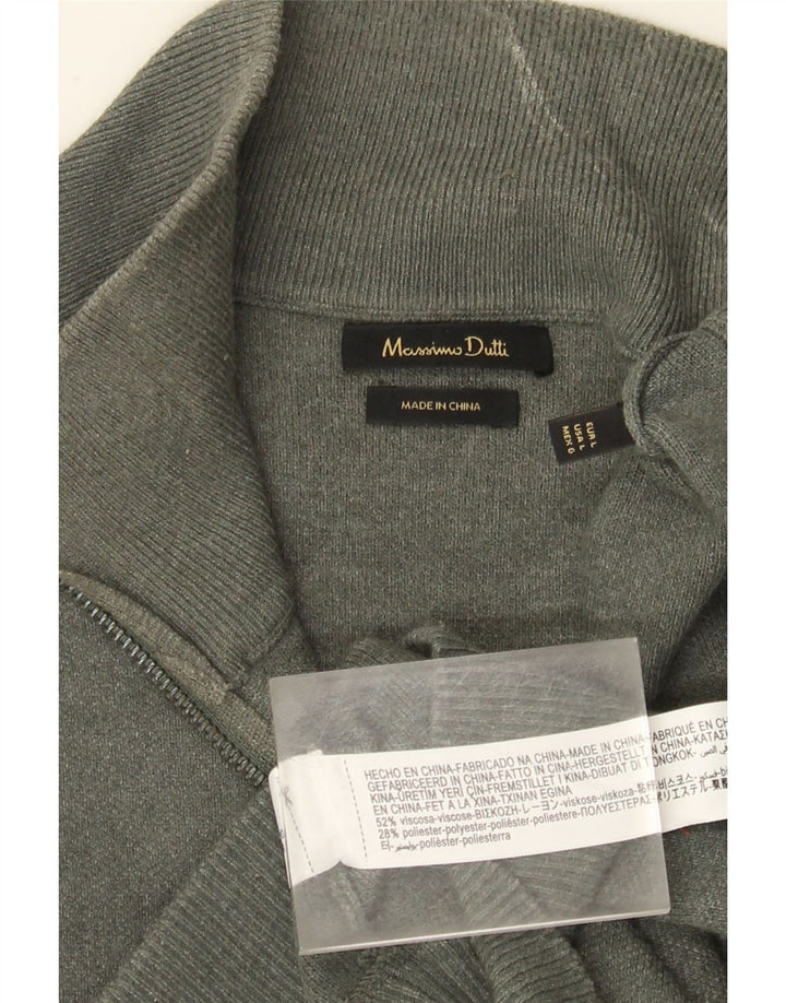 Massimo Dutti Pulover pentru bărbați cu fermoar și gât, mare, gri, viscoză