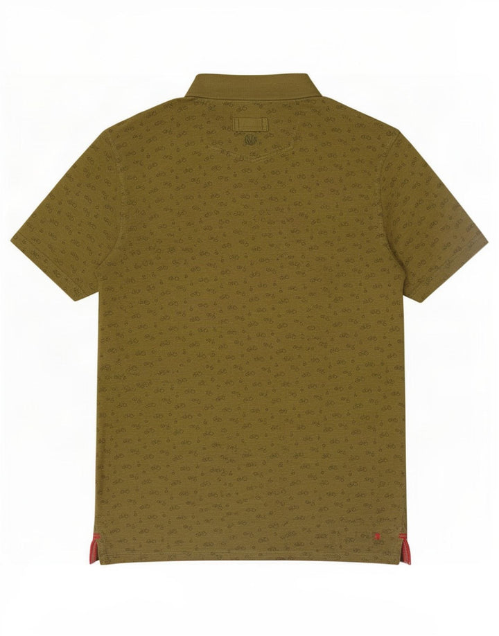 Tricou polo pentru bărbați Fat Face cu model abstract, bumbac mediu kaki