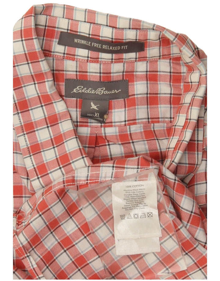 Cămașă relaxată pentru bărbați Eddie Bauer, XL, bumbac cu carouri roșii