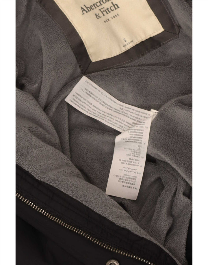 Jachetă căptușită cu glugă Abercrombie & Fitch pentru femei UK 10 Poliester negru mic