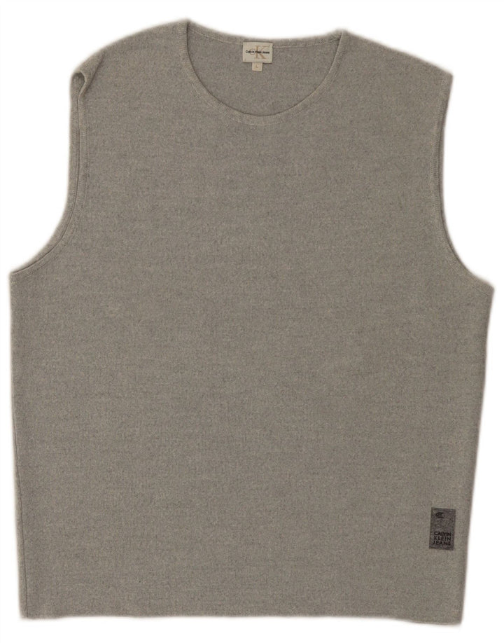 CALVIN KLEIN JEANS Vestă de damă Tank Top UK 14 Lână mare gri