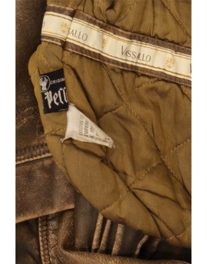 Jachetă de piele vintage pentru bărbați IT 50 din piele maro mare