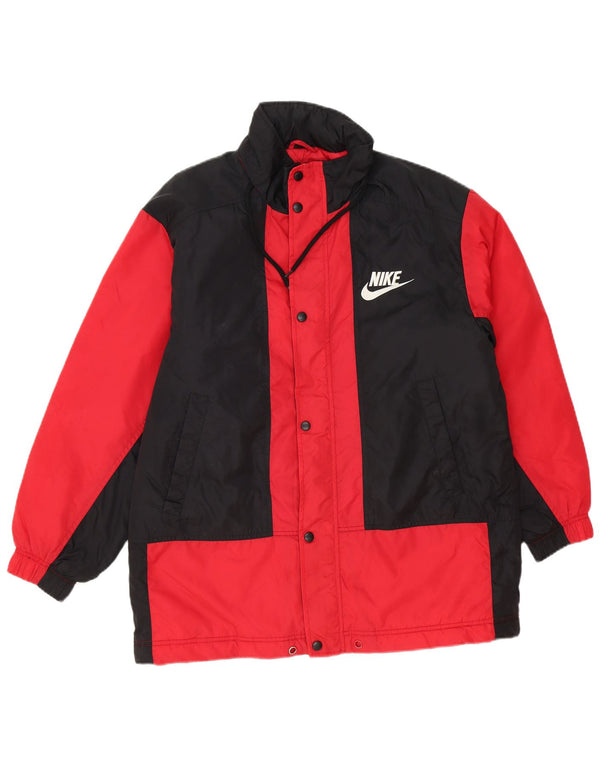 Jachetă de vânt pentru bărbați Nike, cu glugă, cu formă lejeră, UK 36, roșu, color block