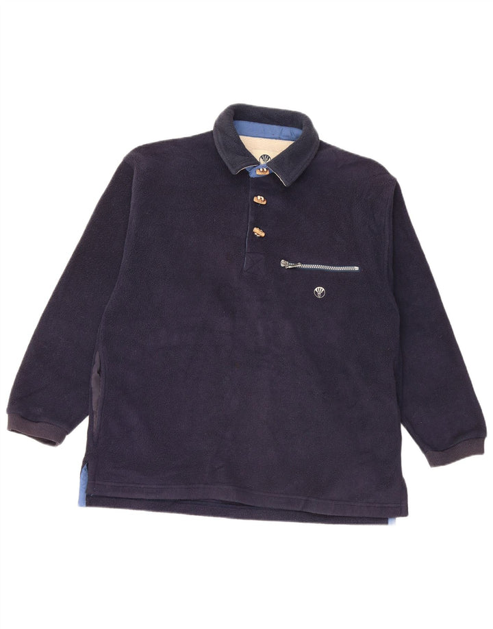 FAT FACE Pulover pentru bărbați Polartec Loose Fit, cu gât polo, fleece XS, bleumarin