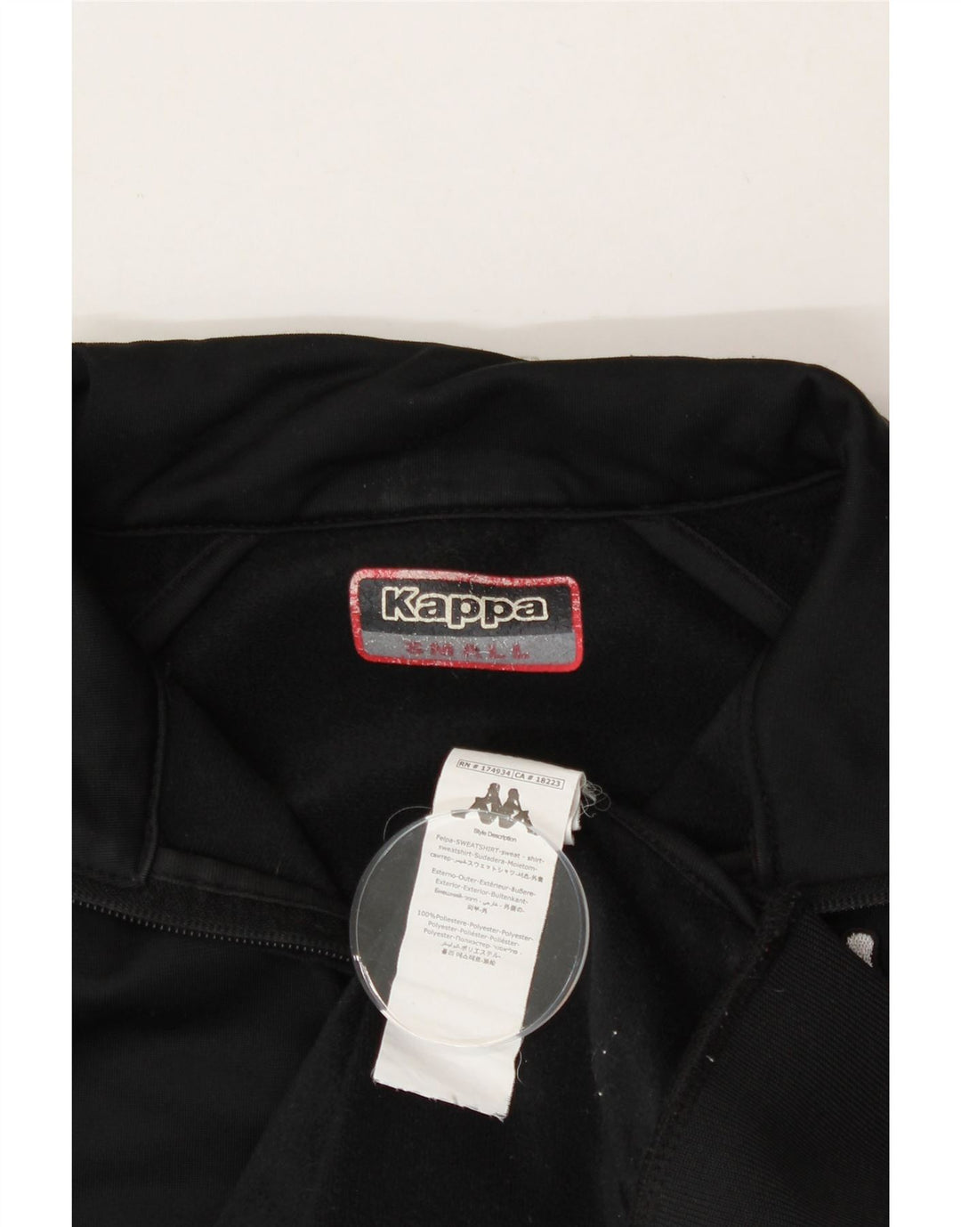KAPPA Womens Graphic Tracksuit Top Jacket UK 10 Small Black Polyester Vintage Kappa and Second-Hand Kappa from Messina Hembry 