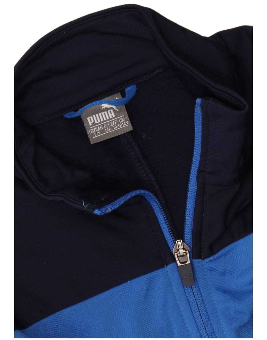 PUMA Boys Graphic Tracksuit Top Jacket 11-12 Years Blue Colourblock